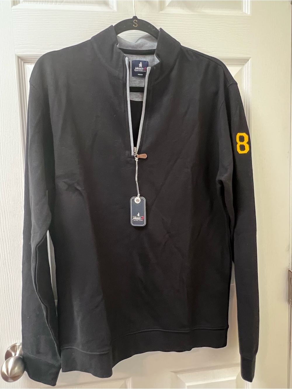 NWT Johnnie-O Men's Long Sleeve Sporty Polo Quarter Zip Black Size Medium